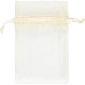 Organza zakjes, afm 7x10 cm, off-white, 10 stuk/ 1 doos [HOB-4743921]