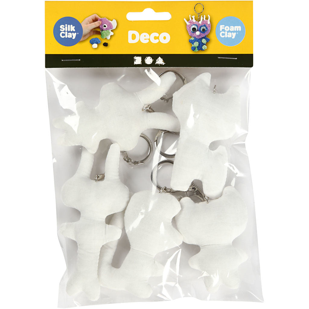 Figuren van textiel met sleutelhanger, H: 6-10 cm, 5 stuk/ 1 doos [HOB-49503]