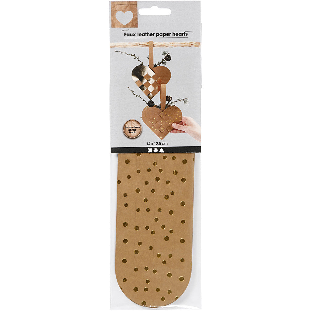 Faux Leather Papier Harten, dikte 0,55 mm, goud, 1 set [HOB-498831]