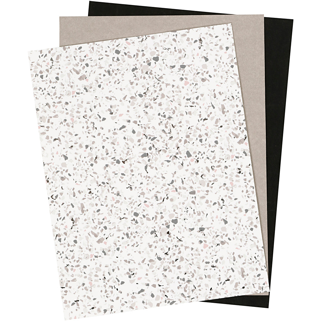 Faux Leather Paper, sheet 21x27,5+21x28,5+21x29,5 cm, thickness 0,55 mm, one coloured,foil,printed, 3 sheet