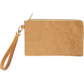Faux Leather Clutch, H: 18 cm, L: 21 cm, 350 gr, lichtbruin, 1 stuk [HOB-49893]
