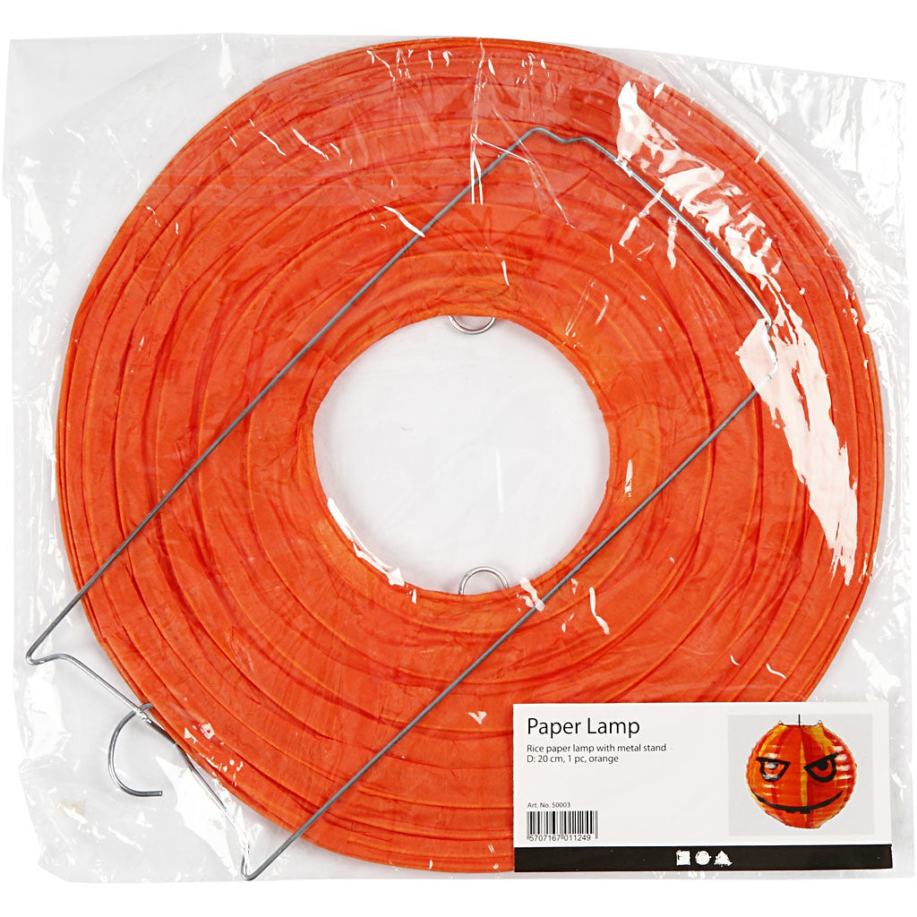 Rijstpapier lamp, d 20 cm, oranje, 1 stuk [HOB-50003]