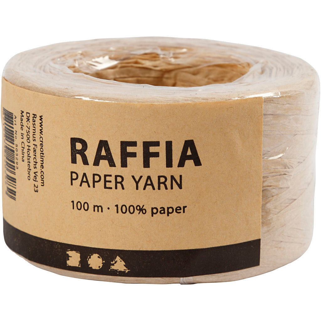 Papier Raffia Garen, B: 7-8 mm, zandkleur, 100 m/ 1 rol [HOB-503293]