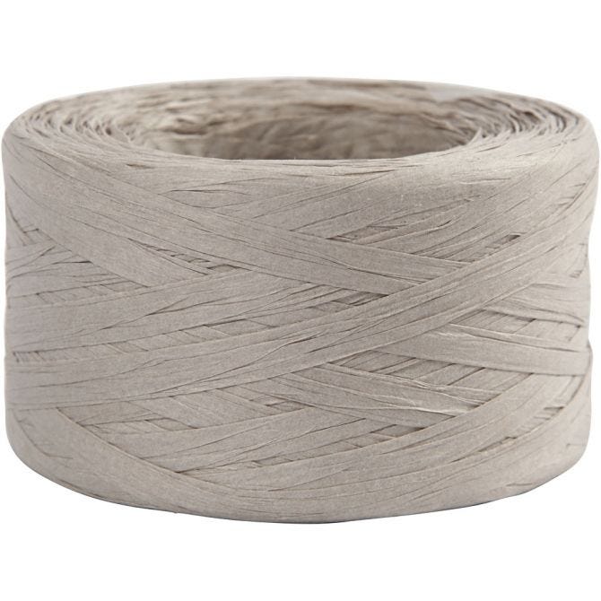 Papier Raffia Garen, B: 7-8 mm, lichtgrijs, 100 m/ 1 rol [HOB-503294]