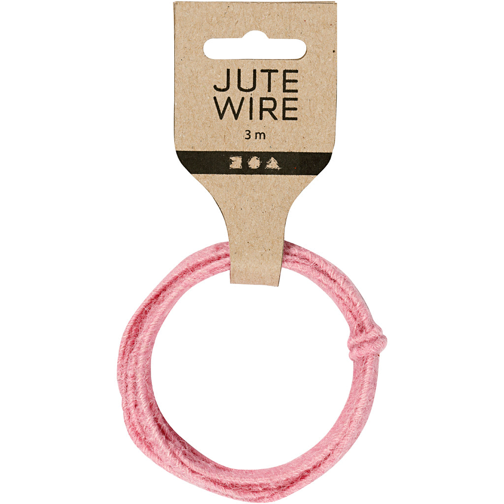 Jute koord, dikte 2-4 mm, roze, 3 m/ 1 doos [HOB-503498]