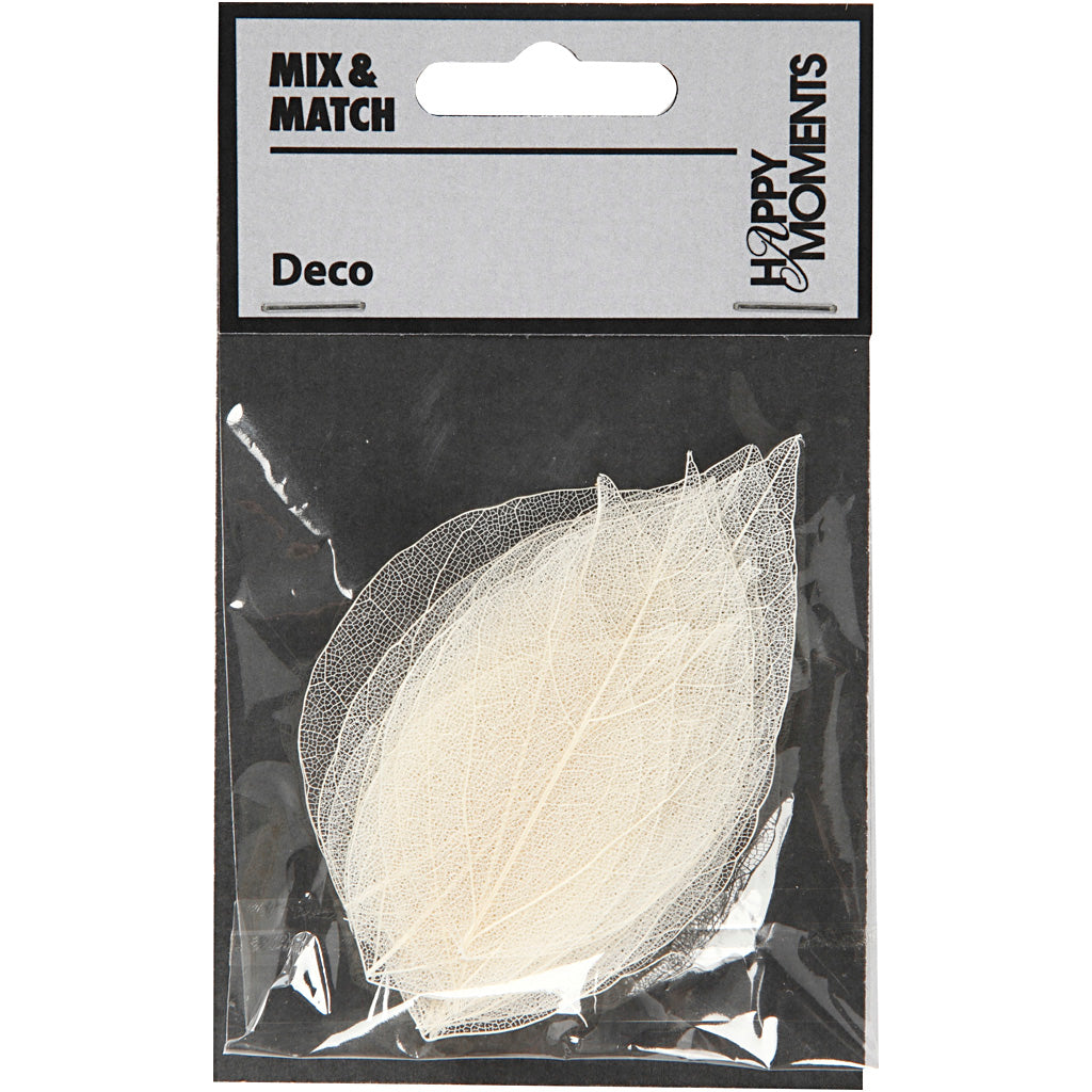 Skeleton leaves , L: 6-8 cm, wit, 20 stuk/ 1 doos [HOB-504491]