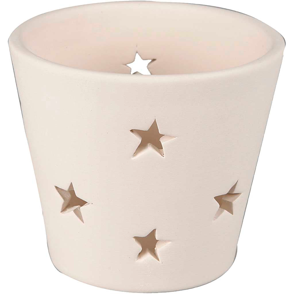 Tea Light Candle Holder, H: 6,5 cm, dia. 7 cm, white, 12 pc