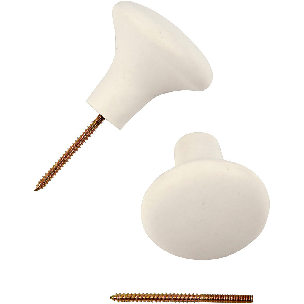 Hook, H: 5,1 cm, dia. 5,4 cm, white, 4 pc