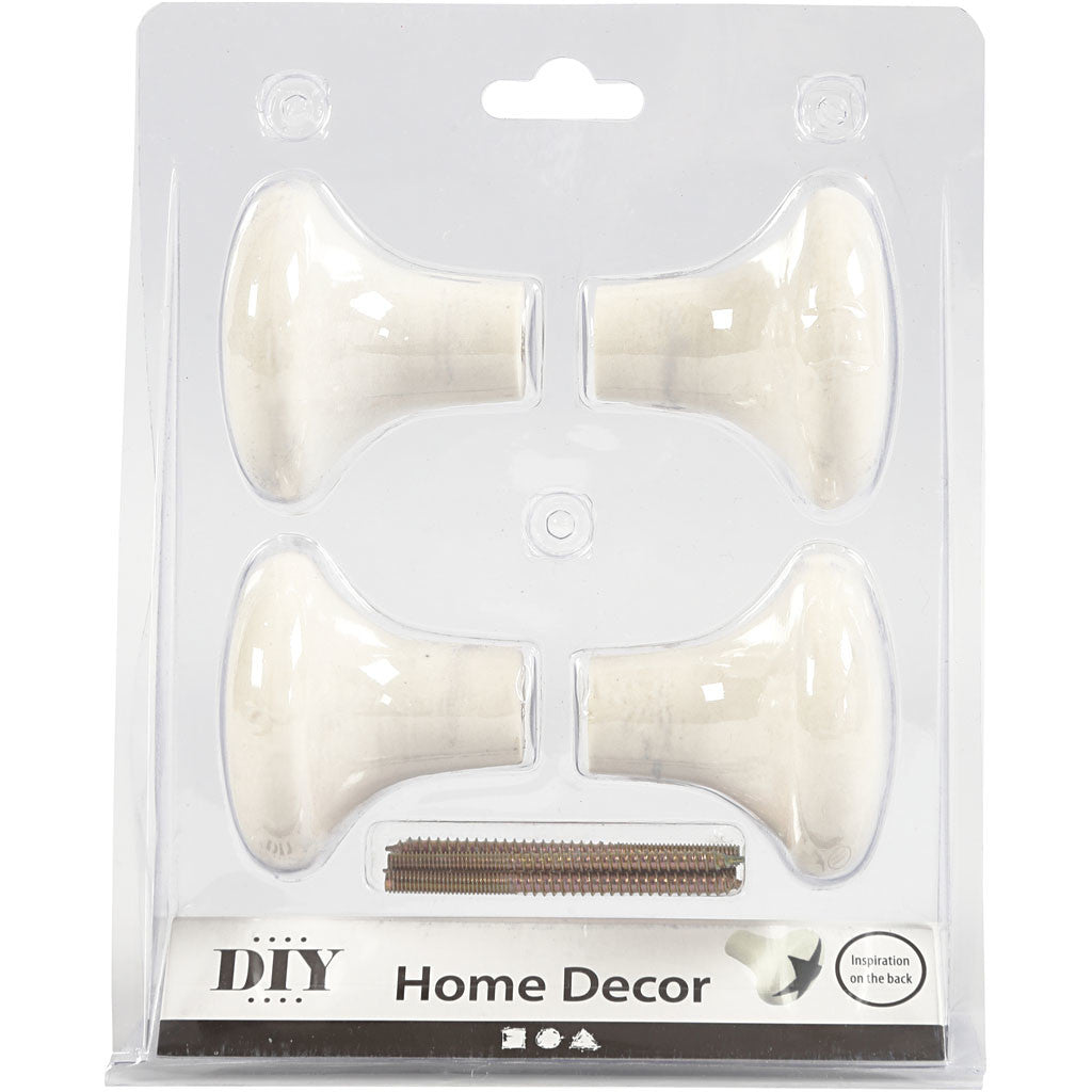 Haak, H: 5,1 cm, d 5,4 cm, wit, 4 stuk/ 1 doos [HOB-506960]