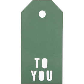 Cadeaulabels, TO YOU, afm 5x10 cm, 300 gr, groen, 15 stuk/ 1 doos [HOB-50986]