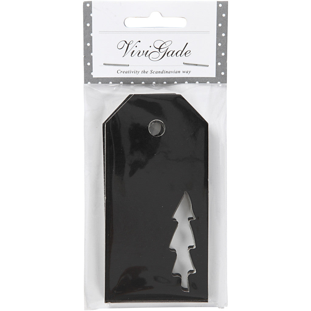 Cadeaulabels, afm 5x10 cm, 300 gr, zwart, 15 stuk/ 1 doos [HOB-50994]