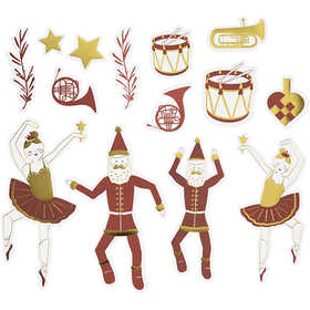 Labels, afm 2,2x12,5 cm, goud, rood, wit, 57 stuk/ 1 doos [HOB-51017]