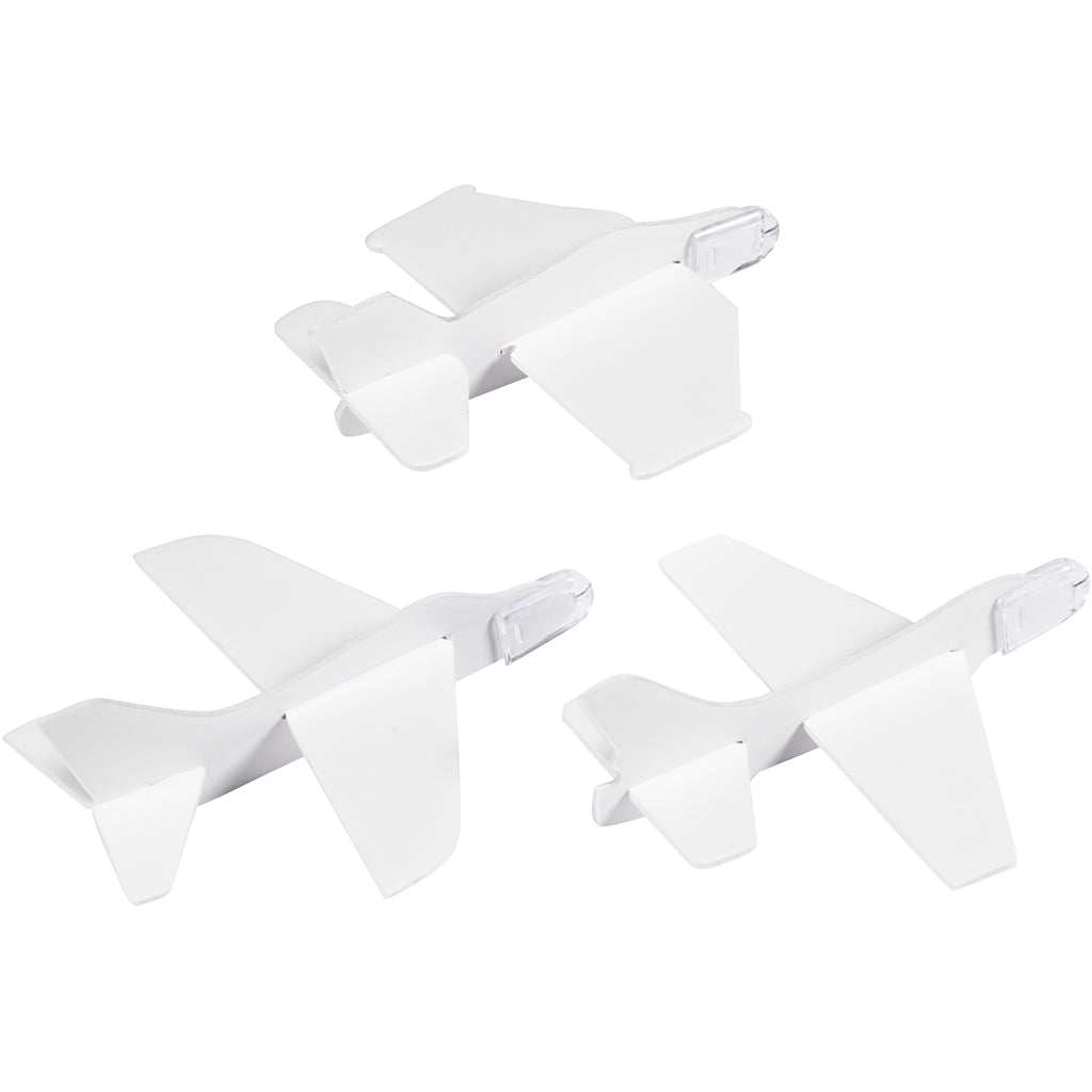 Vliegtuigen, L: 11,5-12,5 cm, B: 11-12 cm, wit, 3 stuk/ 1 doos [HOB-51233]
