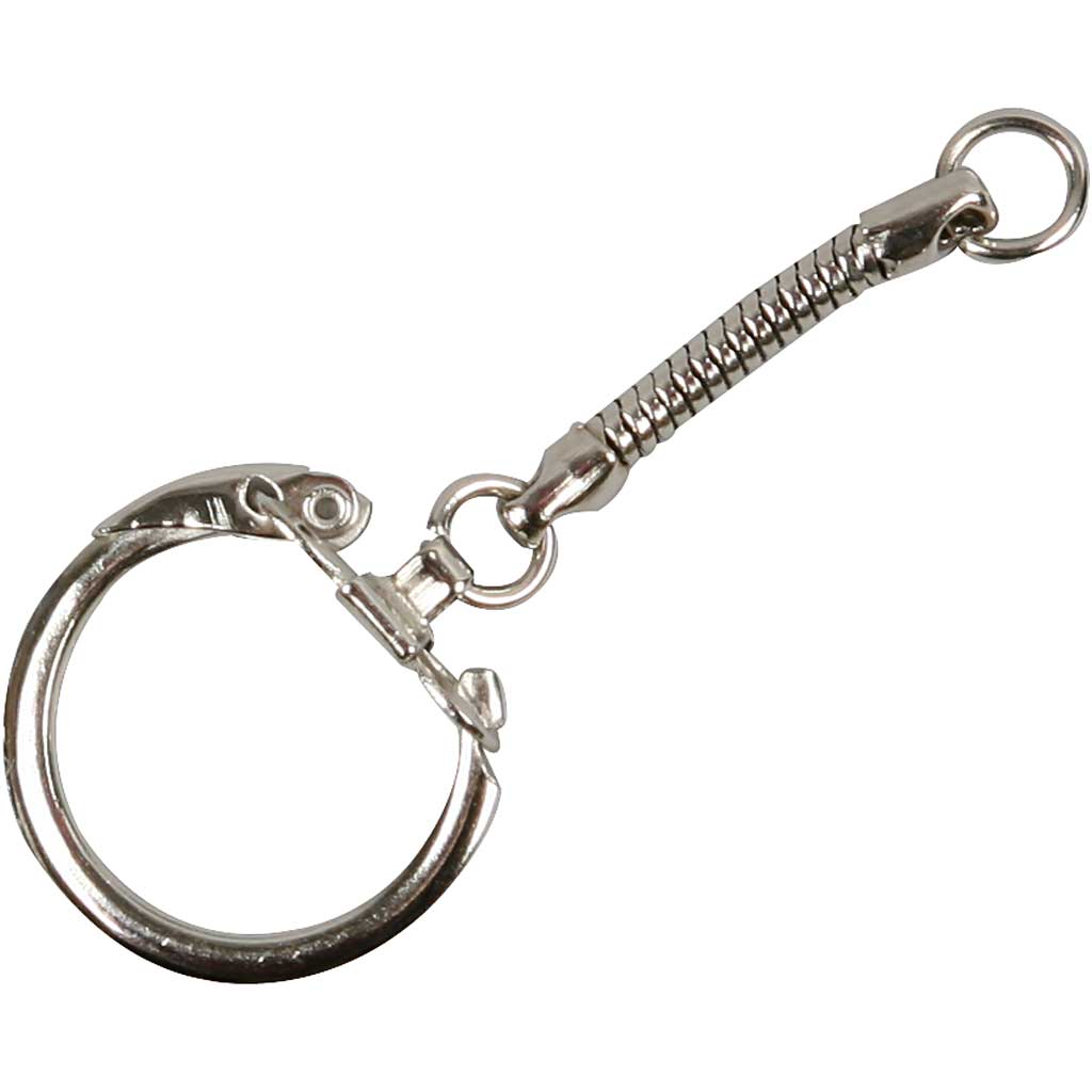 Sleutelhanger met ketting, L: 6 cm, d 2,3 cm, 5 stuk/ 1 doos [HOB-512821]