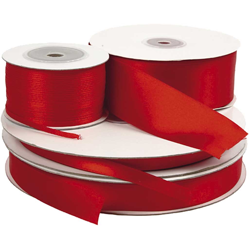 Satijnlint, B: 3 mm, rood, 100 m/ 1 rol [HOB-51370]