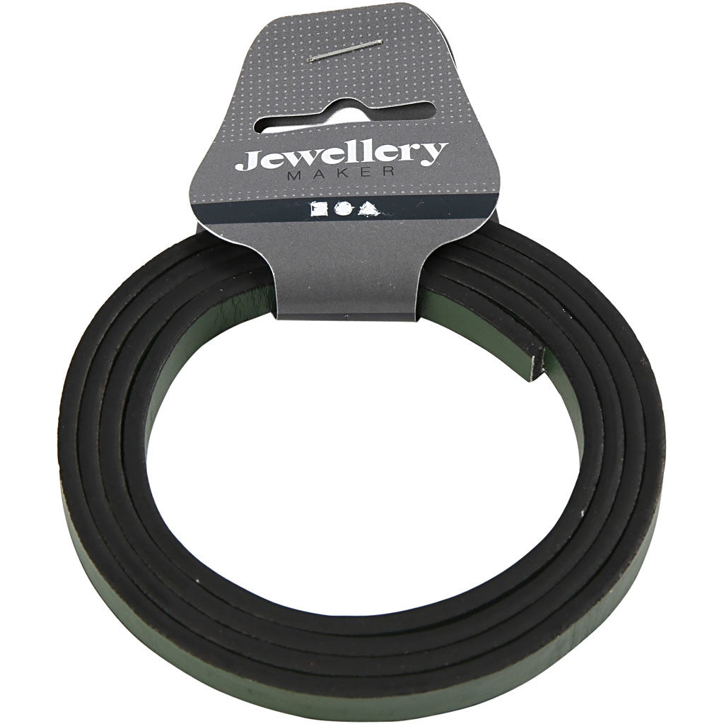 Band van Imitatie Leer, B: 10 mm, dikte 3 mm, groen, 1 m/ 1 doos [HOB-51489]