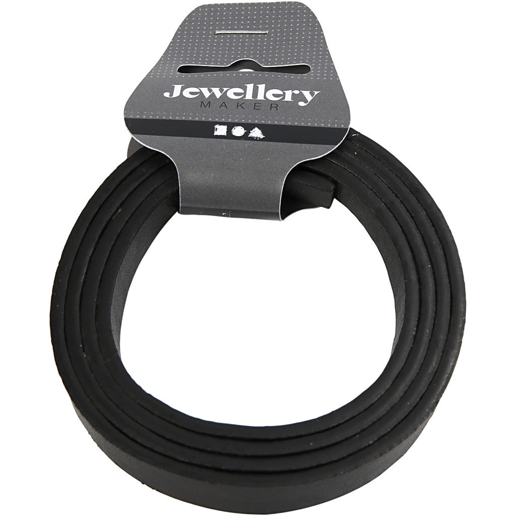 Band van Imitatie Leer, B: 10 mm, dikte 3 mm, zwart, 1 m/ 1 doos [HOB-51493]