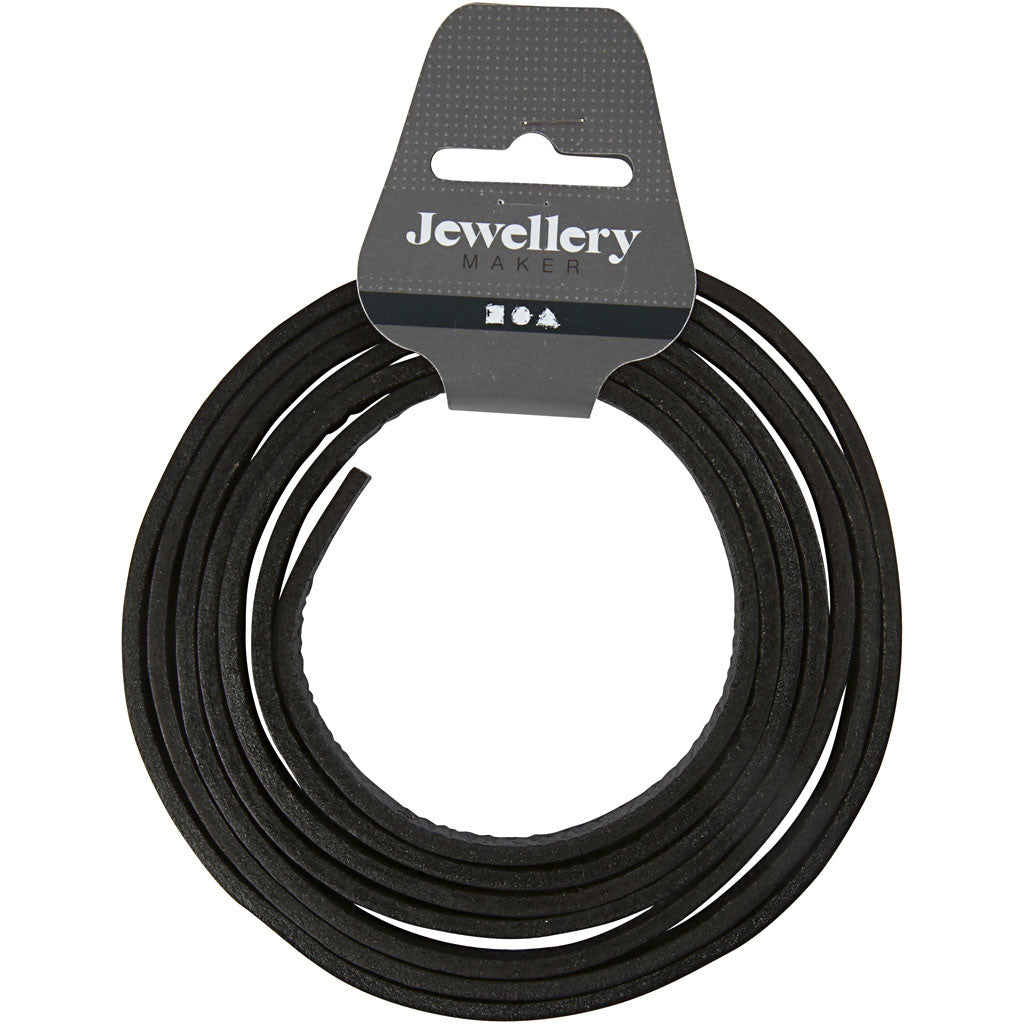Leerband, B: 10 mm, dikte 3 mm, zwart, 2 m/ 1 doos [HOB-51501]