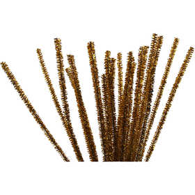 Chenille, L: 30 cm, dikte 6 mm, glitter, goud, 24 stuk/ 1 doos [HOB-51630]