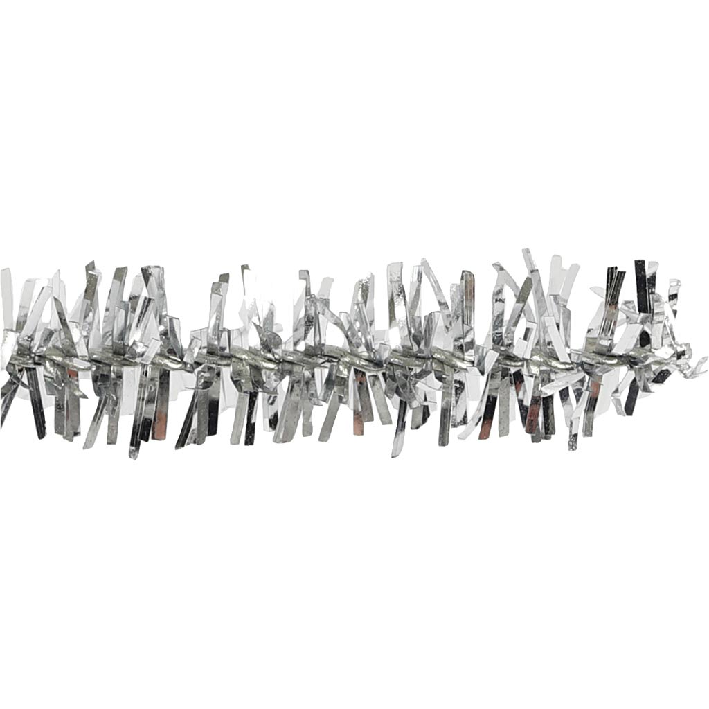 Chenille draad, zilver, L: 30 cm, dikte 6 mm, 24 stuk/ 1 doos [HOB51635]