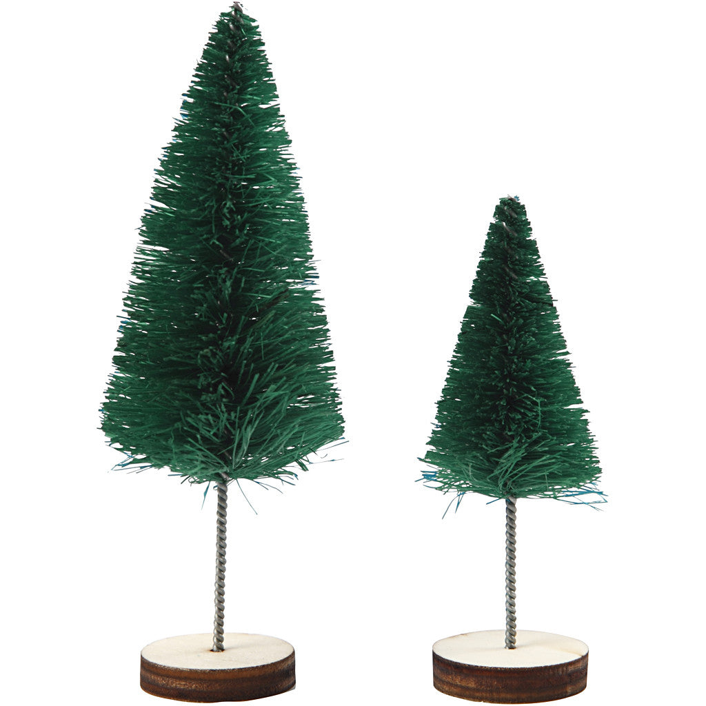 Kerstbomen, H: 40+60 mm, groen, 5 stuk/ 1 doos [HOB-51651]