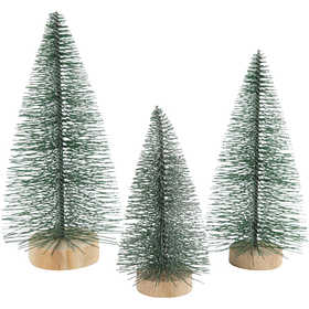 Kerstbomen, H: 10+13+14 cm, 3 stuk/ 1 doos [HOB-51669]