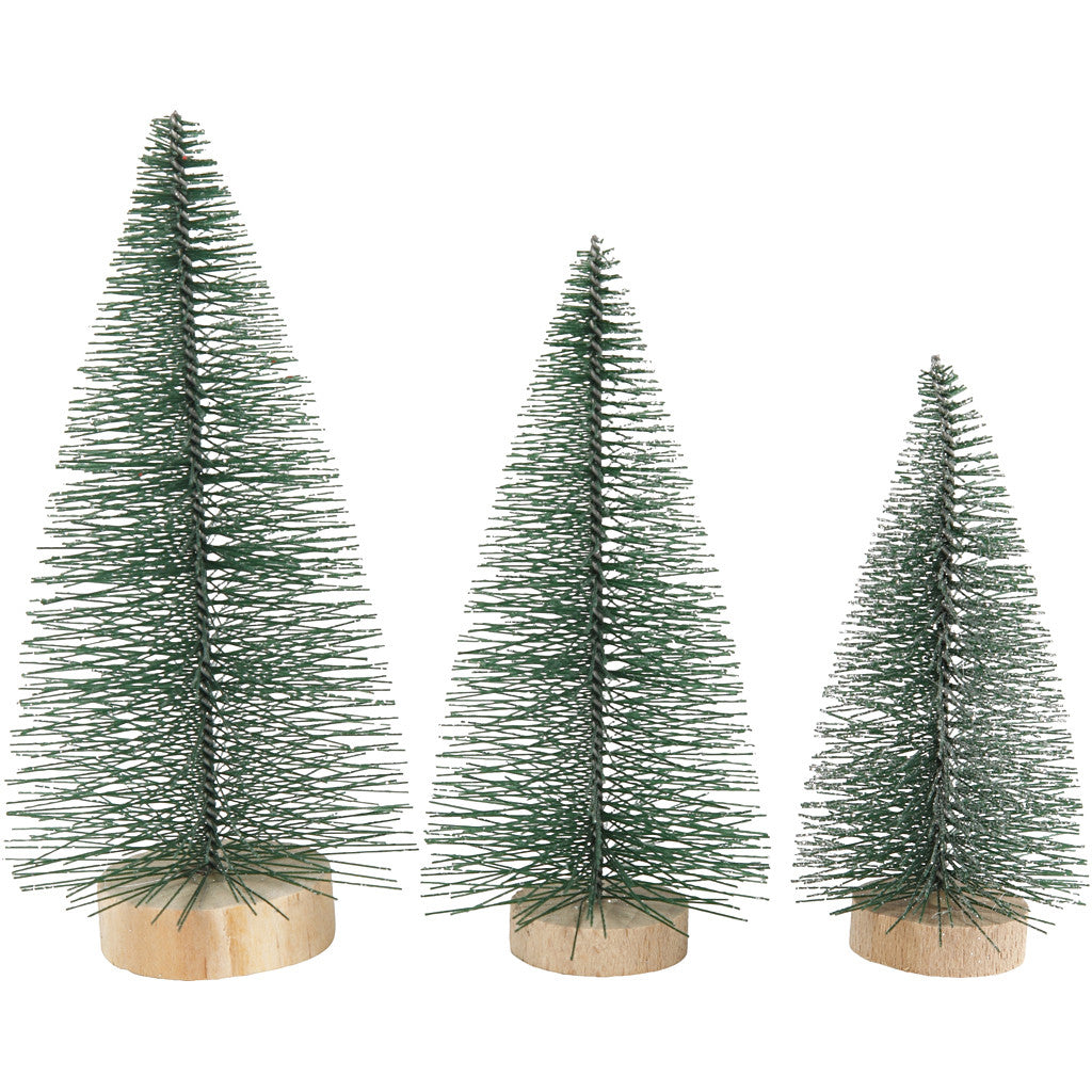 Kerstbomen, H: 10+13+14 cm, 3 stuk/ 1 doos [HOB-51669]