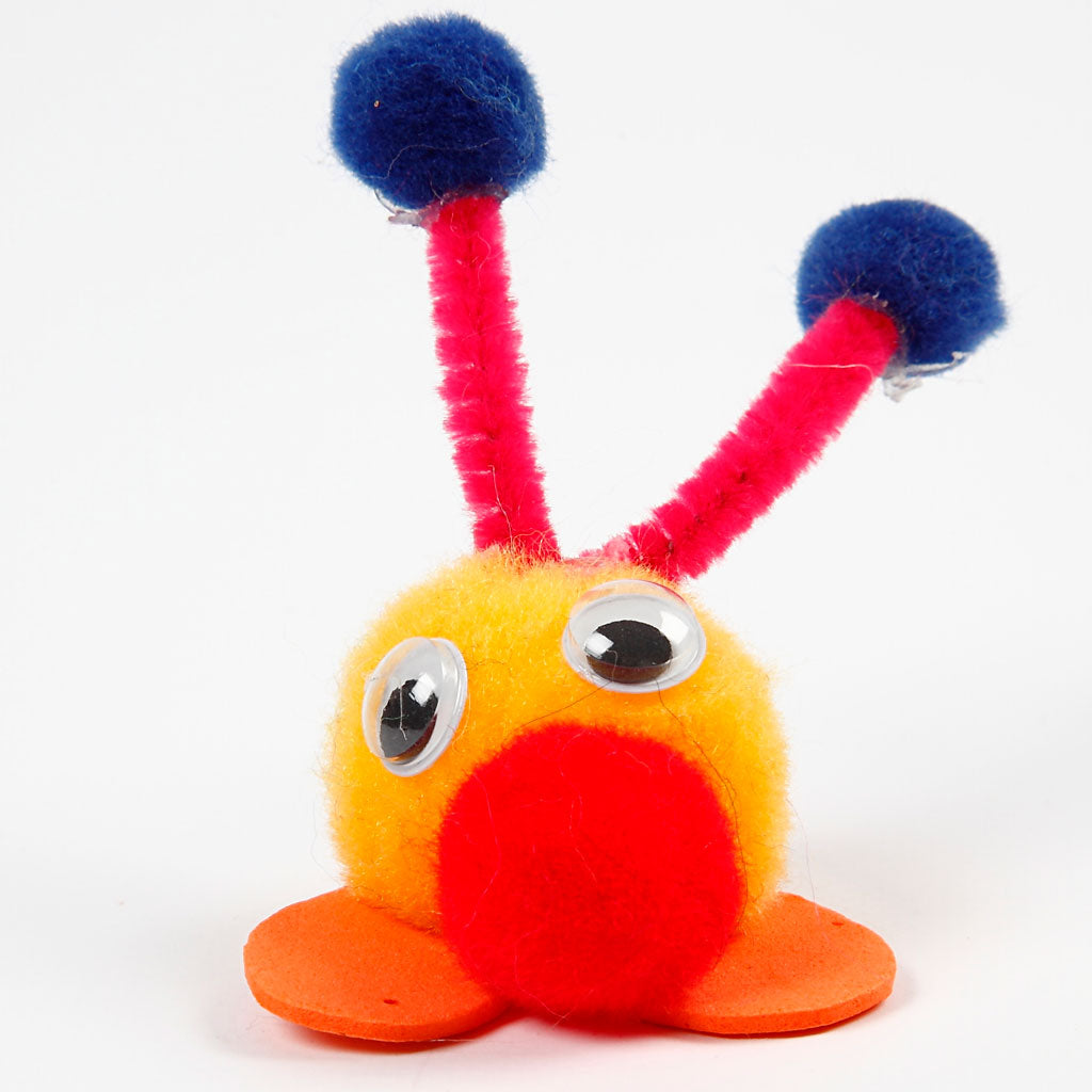 Pompons, d 5-40 mm, ca. 720 stuk, diverse kleuren, 200 gr/ 1 doos [HOB-51890]