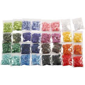 Mini mozaiek, afm 5x5+10x10 mm, dikte 2 mm, 32x25 gr/ 1 doos [HOB-51921]