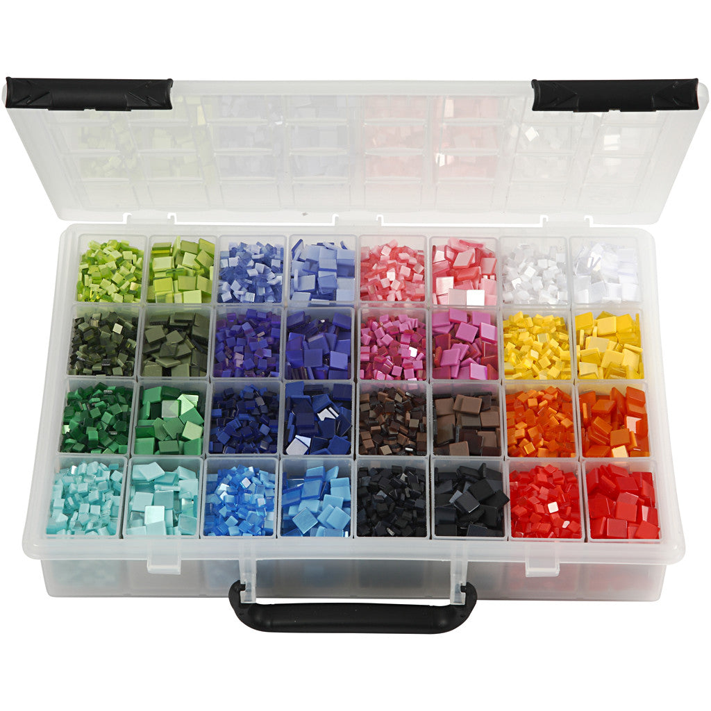 Mini mozaiek, afm 5x5+10x10 mm, dikte 2 mm, 32x25 gr/ 1 doos [HOB-51922]