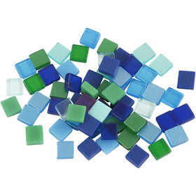 Mini mozaiek, afm 5x5 mm, dikte 2 mm, blauw/groen harmonie, 25 gr/ 1 doos [HOB-51929]