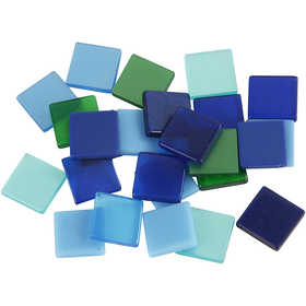 Mini mozaiek, afm 10x10 mm, dikte 2 mm, blauw/groen harmonie, 25 gr/ 1 doos [HOB-51930]