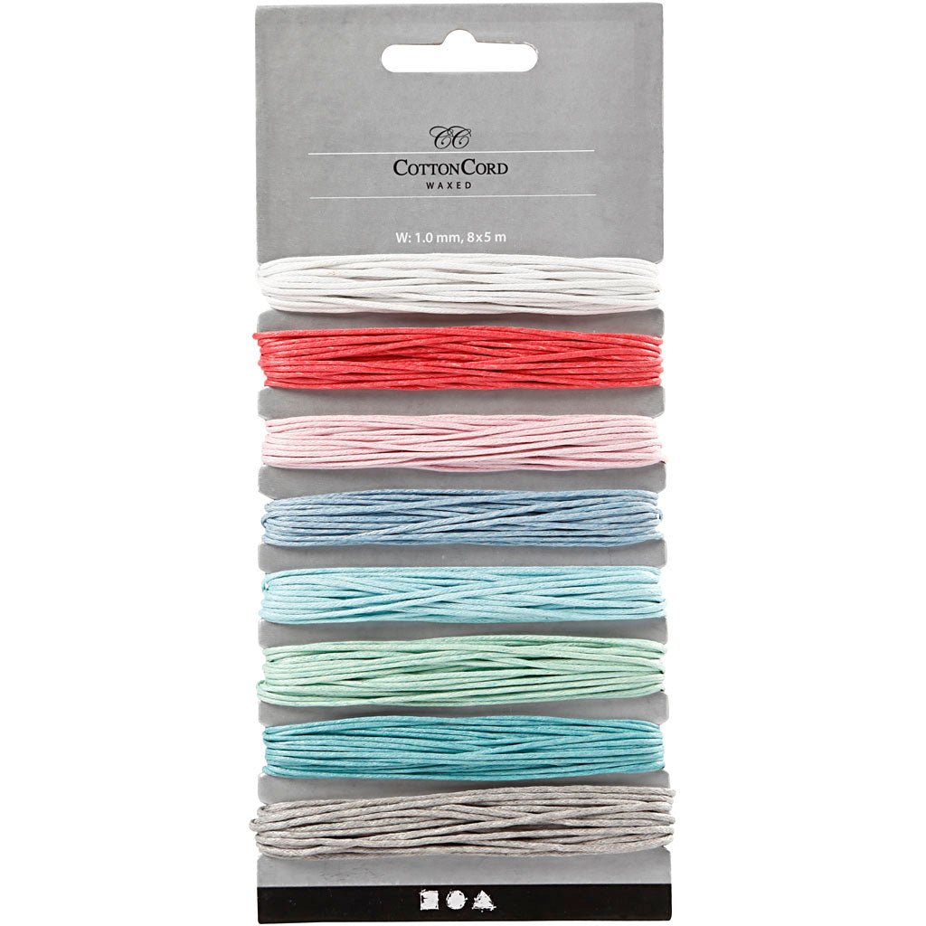 Cotton Cord, thickness 1 mm, pastel colours, 8x5 m