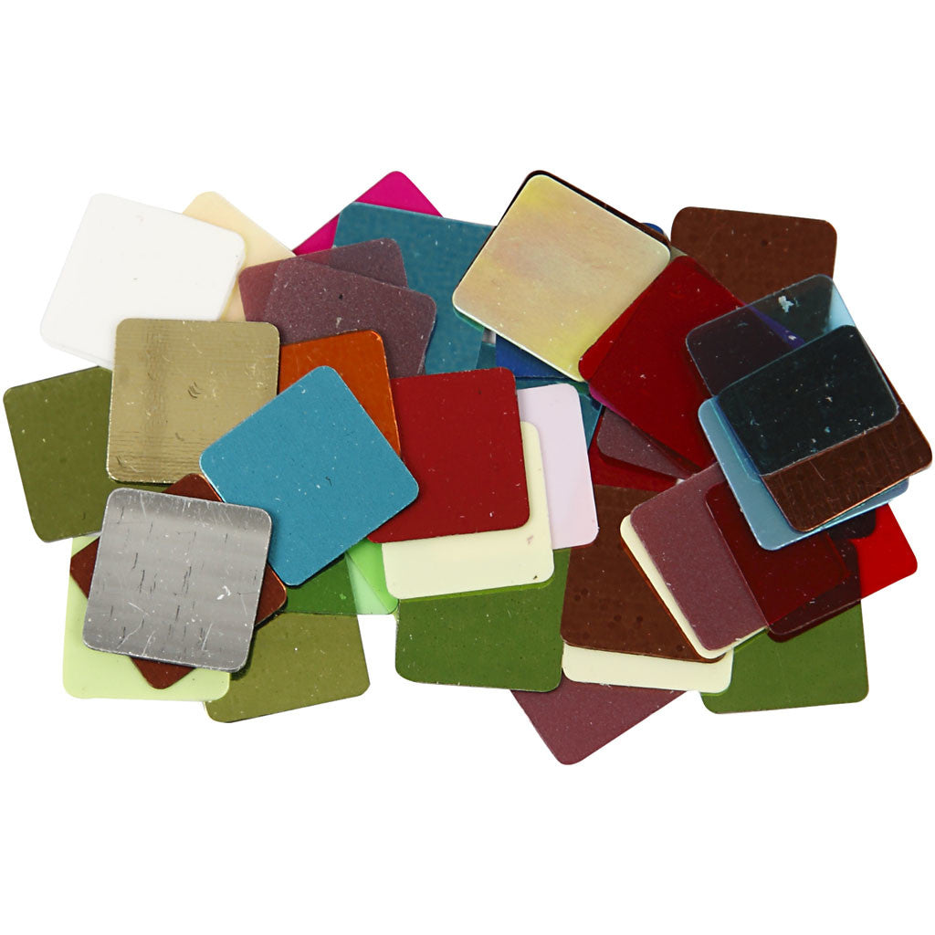 Folie mozaiektegels, afm 10x10 mm, ca. 6875 stuk, diverse kleuren, 250 gr/ 1 doos [HOB-52207]