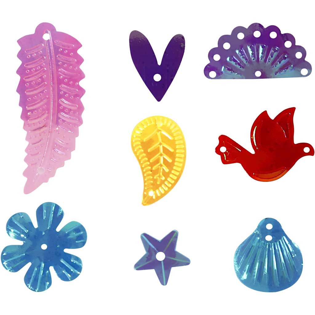 Pailletten, afm 15-45 mm, parelmoer kleuren, 30 gr/ 1 doos [HOB-522520]