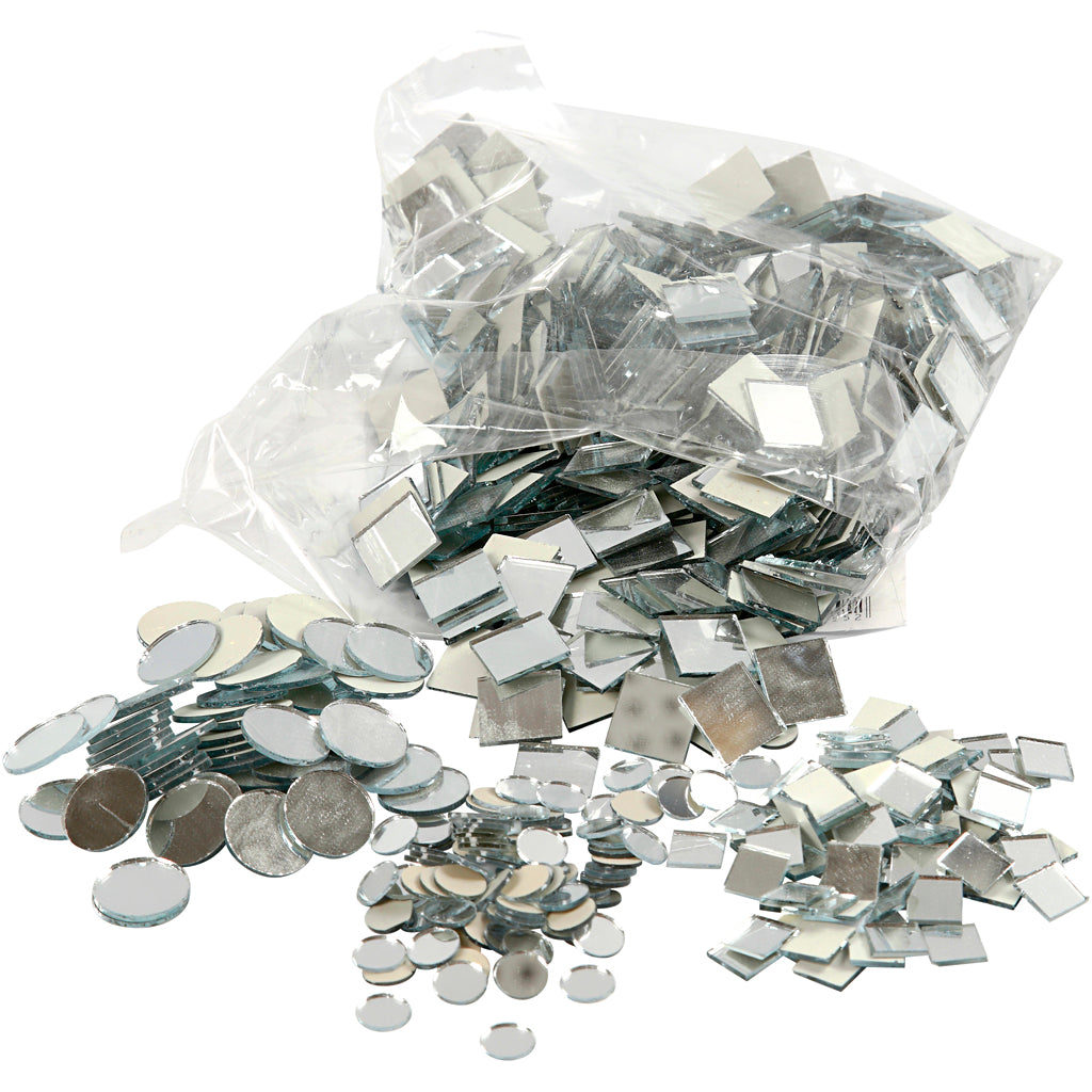 Mirror Mosaic Tiles, dia. 10-18 mm, thickness 2 mm, 1900 pc
