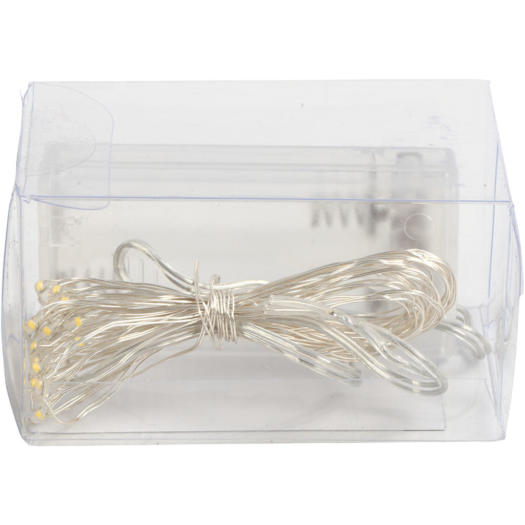 LED Slinger met lampjes, L: 3,15 M, zilver, 1 stuk [HOB-52329]