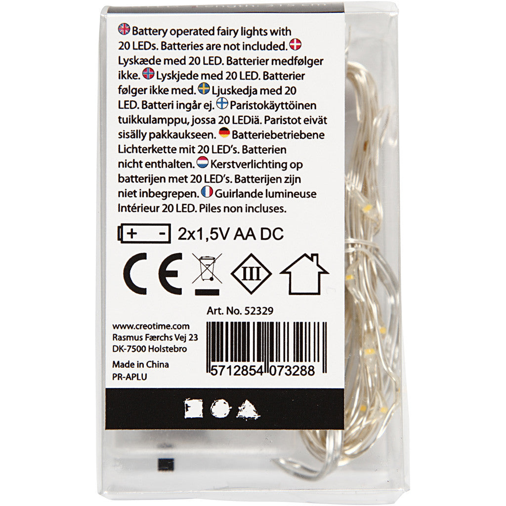 LED Slinger met lampjes, L: 3,15 M, zilver, 1 stuk [HOB-52329]