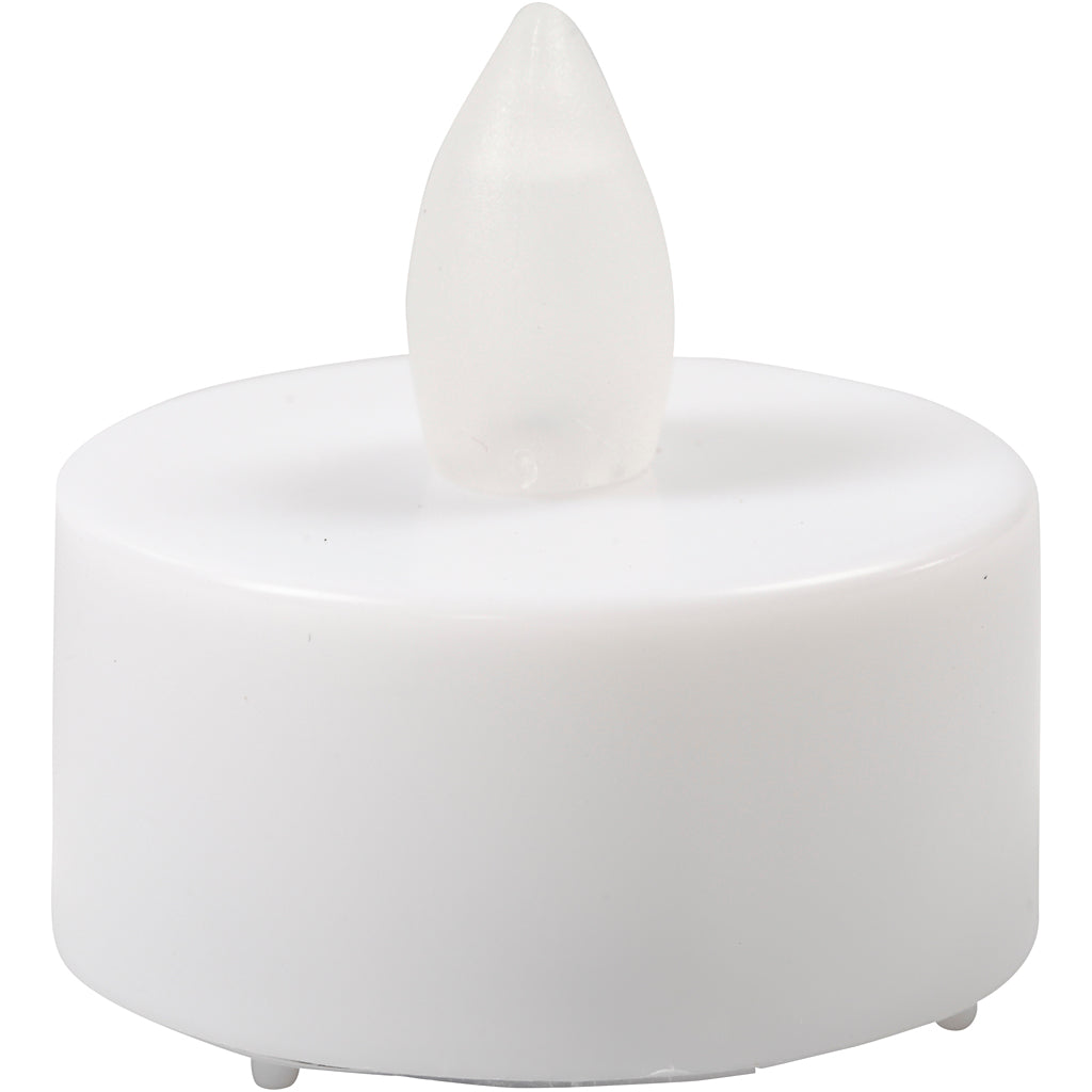LED Tea Light Candles, H: 35 mm, dia. 38 mm, white, 24 pc