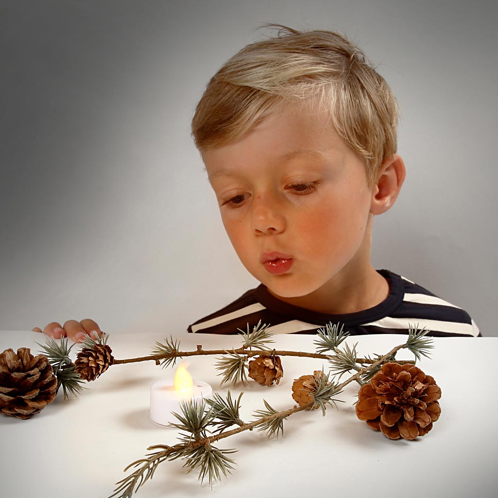 LED Waxinelichten, H: 35 mm, d 38 mm, wit, 24 stuk/ 1 doos [HOB-52339]