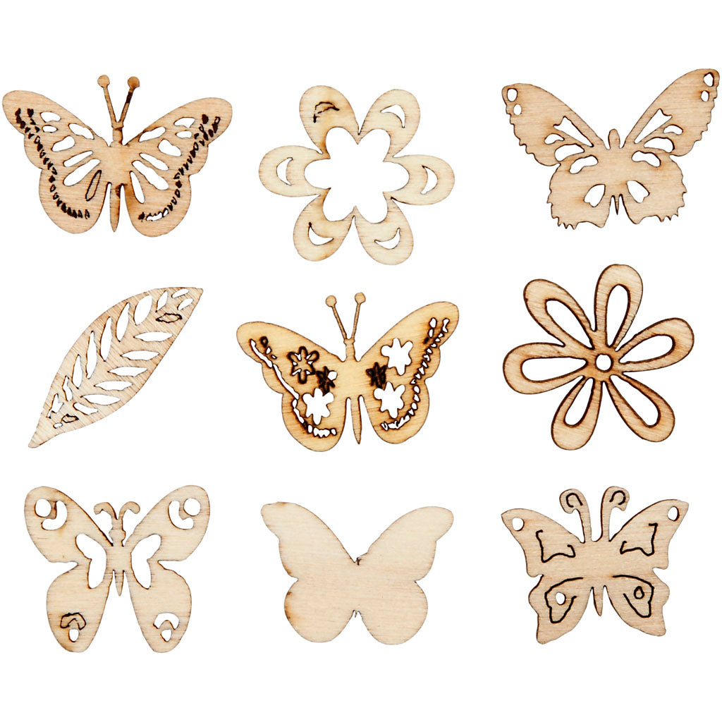 Wooden decorations, summer, size 28 mm, 45 pc