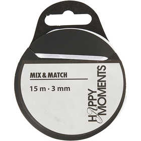 Satijnlint, B: 3 mm, wit, 15 m/ 1 rol [HOB-524501]