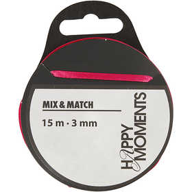 Satijnlint, B: 3 mm, roze, 15 m/ 1 rol [HOB-524509]