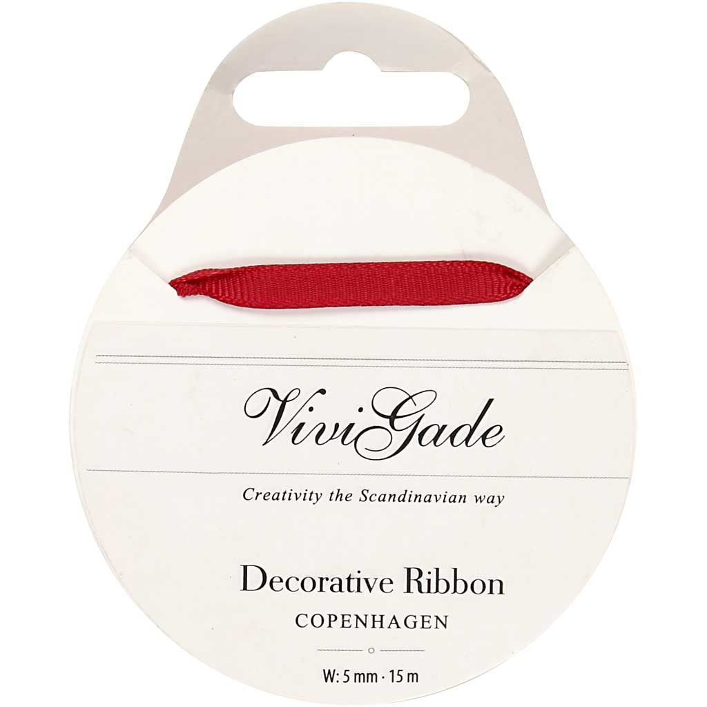 Decoratie lint, B: 6 mm, rood, 15 m/ 1 rol [HOB-52482]