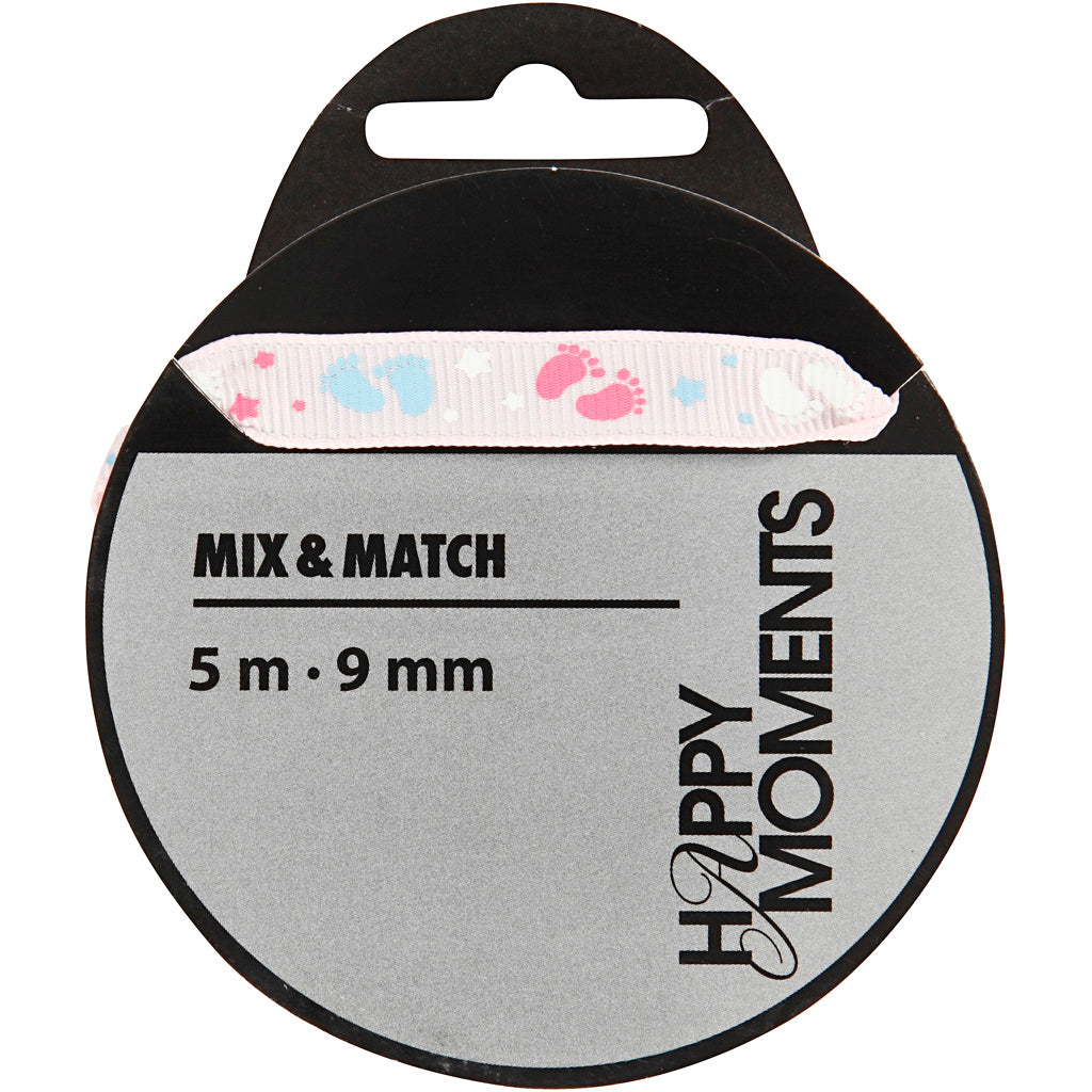 Decoratielint, B: 9 mm, roze, 5 m/ 1 rol [HOB-525017]