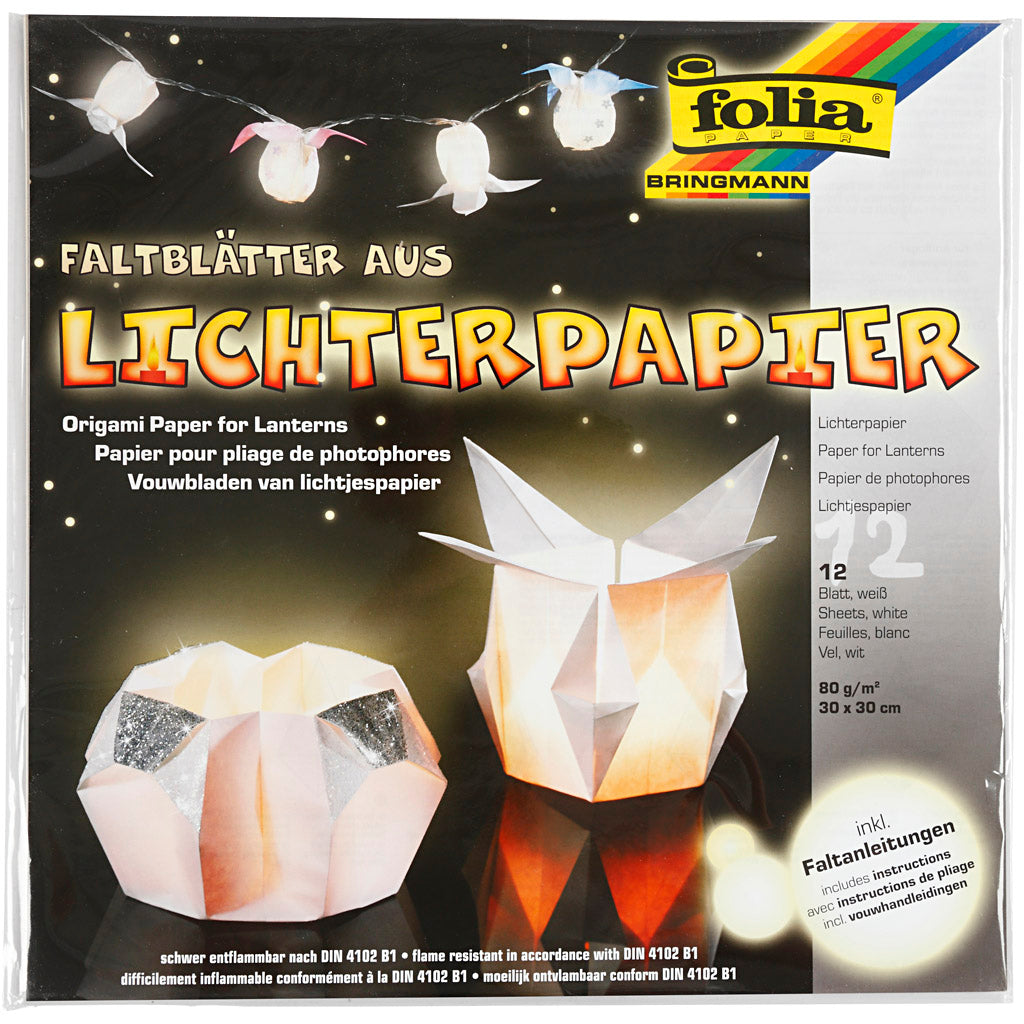 Lantaarnpapier, vel 30x30 cm, 80 gr, wit, 12 vel/ 1 doos [HOB-536151]