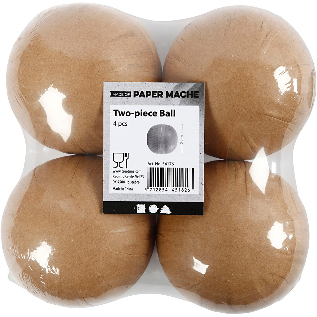 Tweedelige bal, d 8 cm, 4 stuk/ 1 doos [HOB-54176]