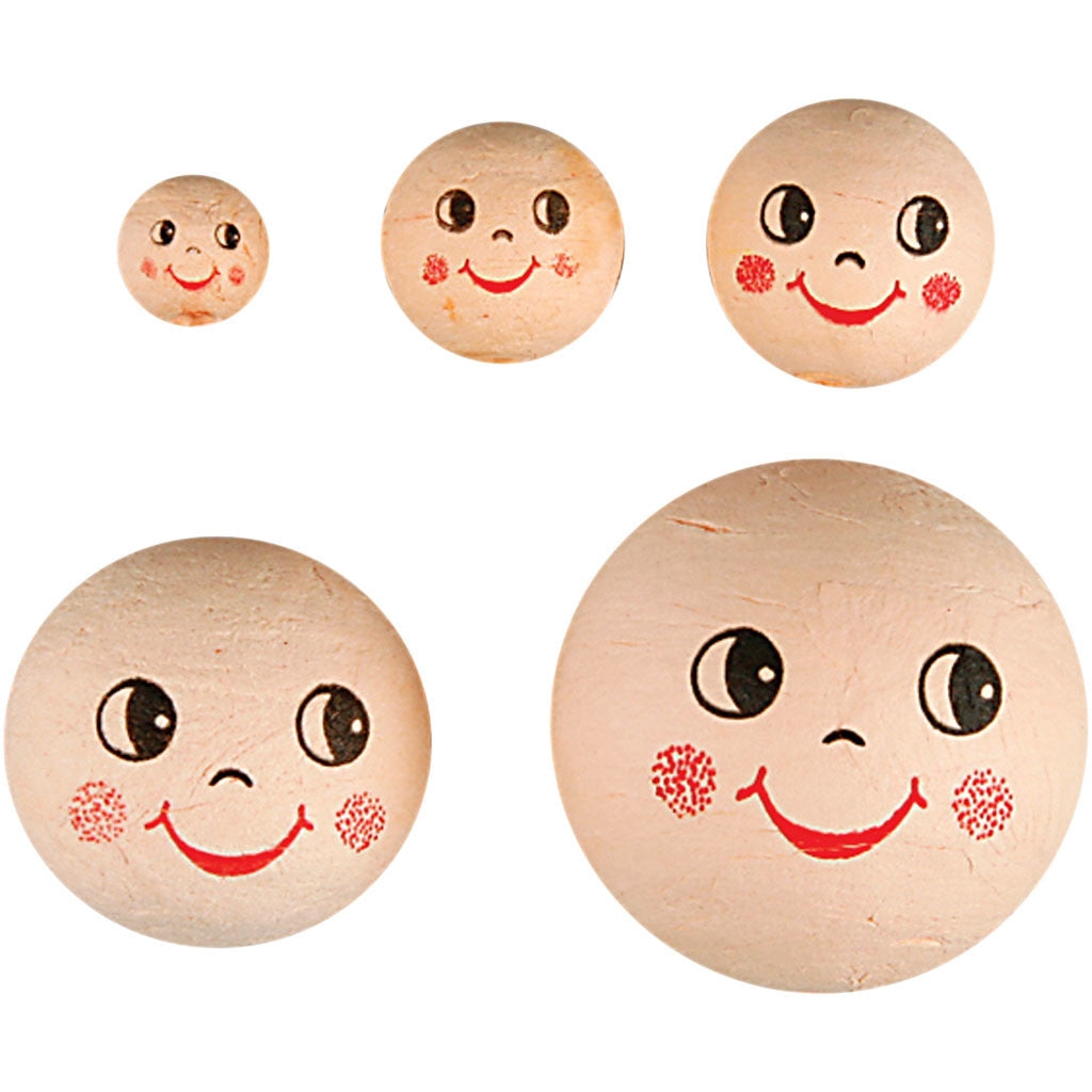 Hoofden, d 12+18+22+30+40 mm, licht beige, 100 stuk/ 1 doos [HOB-54200]