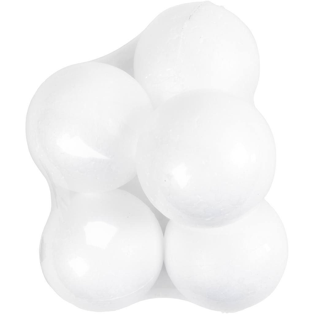 Ballen, d 10 cm, wit, 5 stuk/ 1 doos [HOB-543100]
