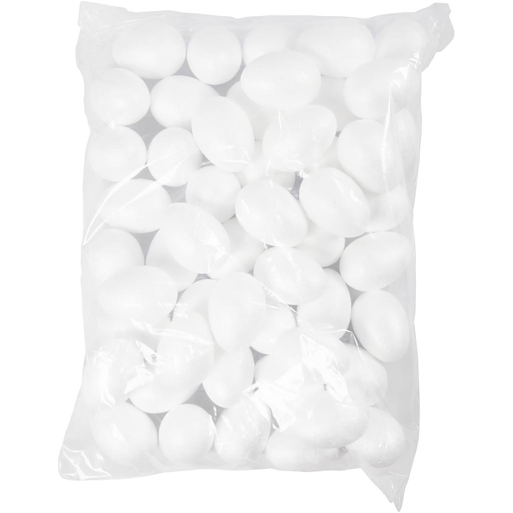 Eieren, H: 6 cm, wit, 50 stuk/ 1 doos [HOB-543201]